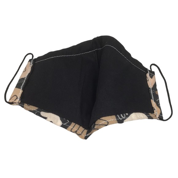 Face Mask Fabric Adult Size ASL I Love You ILY Hand Sign Deaf Black Brown NEW - Picture 3 of 4